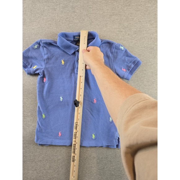 Polo Ralph Lauren Shirt Boys 6 Blue Colorful AOP Pony Short Sleeve Preppy - Picture 7 of 9